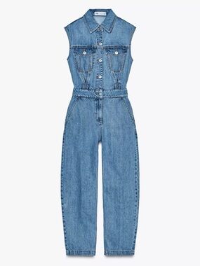 Zara Denim Sleeveless Jumpsuit